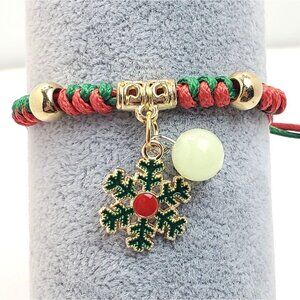 Snowflake Charm Braided Bead Glow in Dark Bracelet